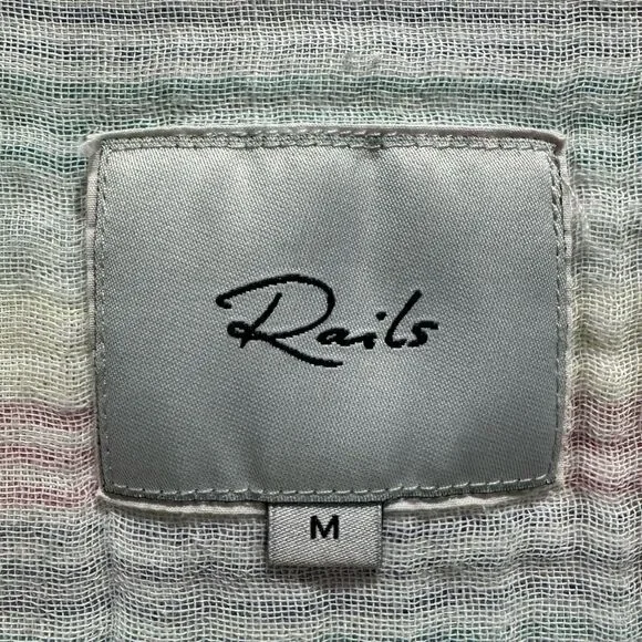 Rails Ellis Iris Gauze Long Sleeve Blouse Stripes Summer Medium - Picture 11 of 12